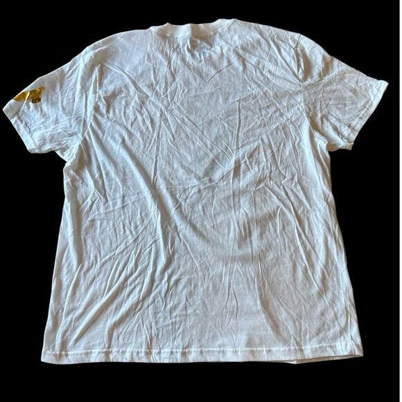 True Religion Basic White Short Sleeve T-Shirt XL Crew Neck Gold Print Logo - Picture 2 of 7